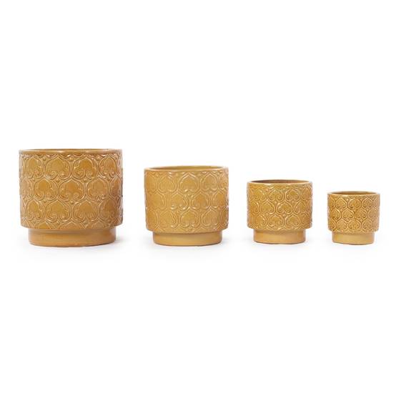 ComfortXL - Pot de fleurs en céramique Ø24 cm jaune chaud pour succulentes avec drainage - ComfortXL Outdoor Living - Image 7