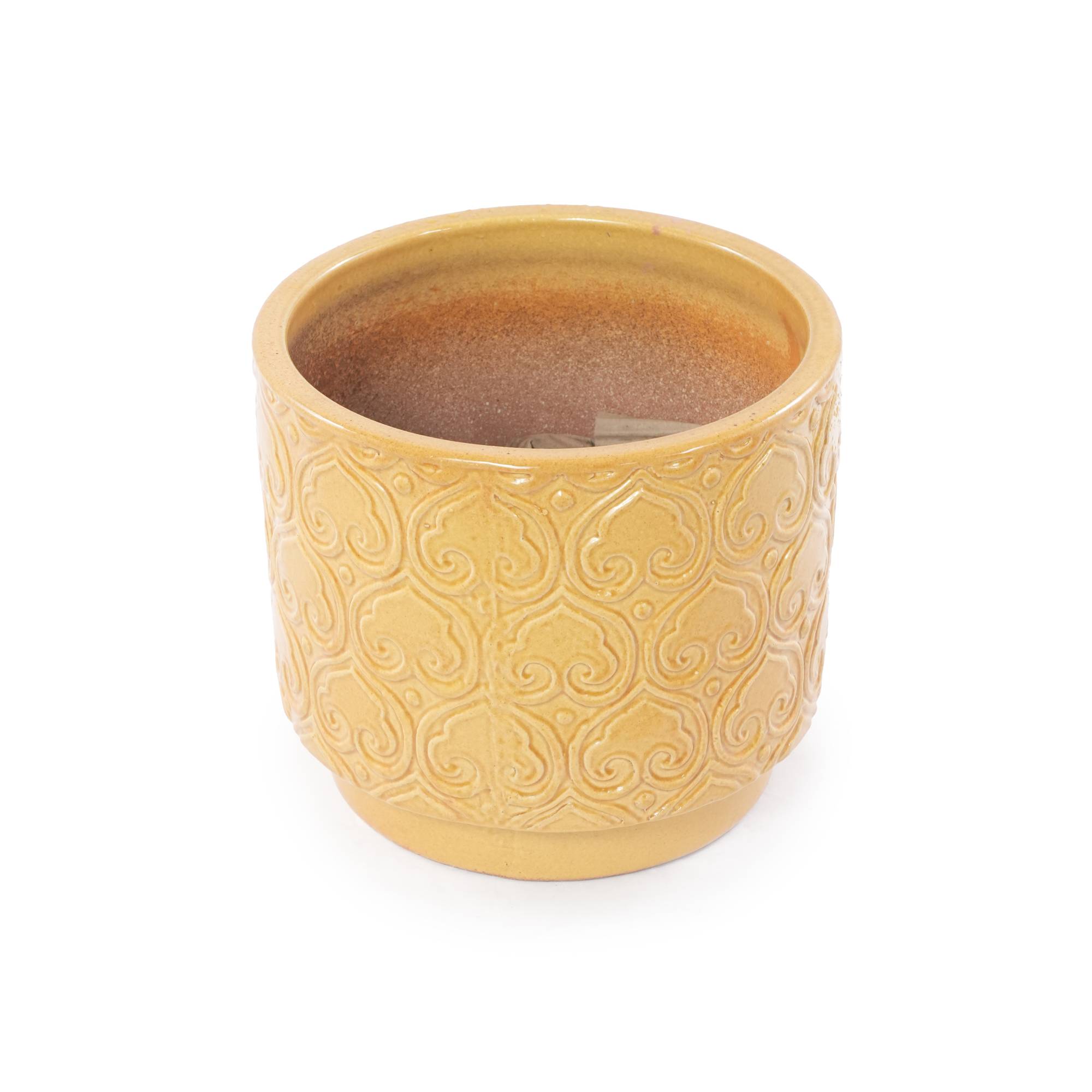 ComfortXL - Pot de fleurs en céramique Ø24 cm jaune chaud pour succulentes avec drainage - ComfortXL Outdoor Living - Image 3