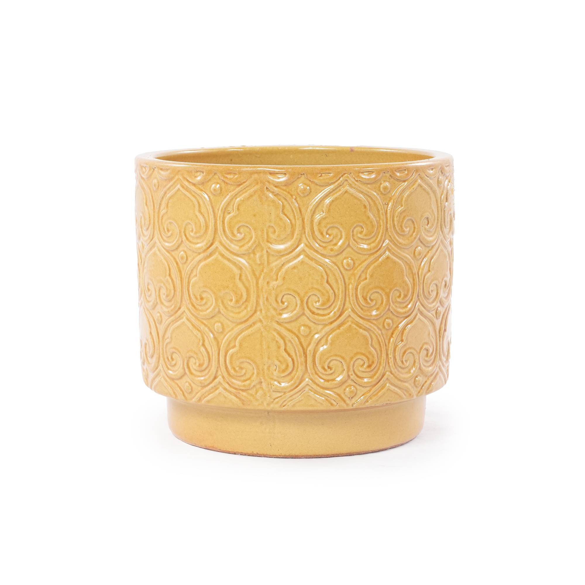 ComfortXL - Pot de fleurs en céramique Ø24 cm jaune chaud pour succulentes avec drainage - ComfortXL Outdoor Living - Image 1