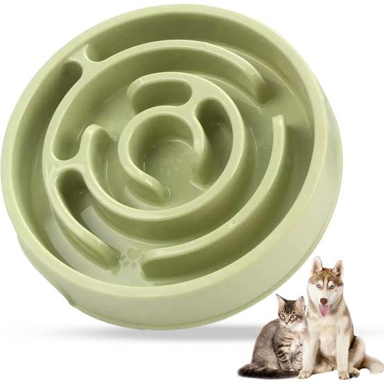 Mangeoire anti glouton pour chien et chat vert - IntiMeg - Image 1