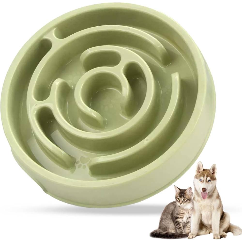 Mangeoire anti glouton pour chien et chat vert - IntiMeg - Image 1