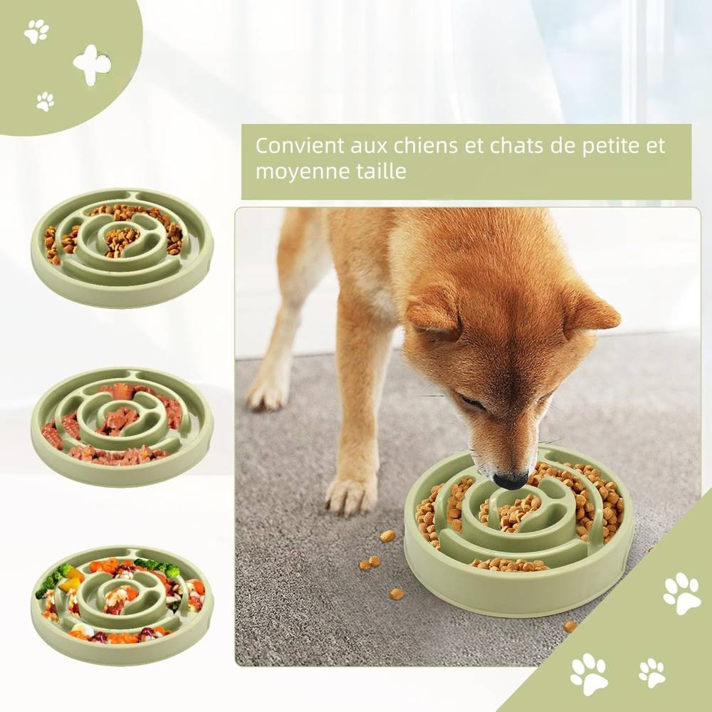 Mangeoire anti glouton pour chien et chat vert - IntiMeg - Image 5