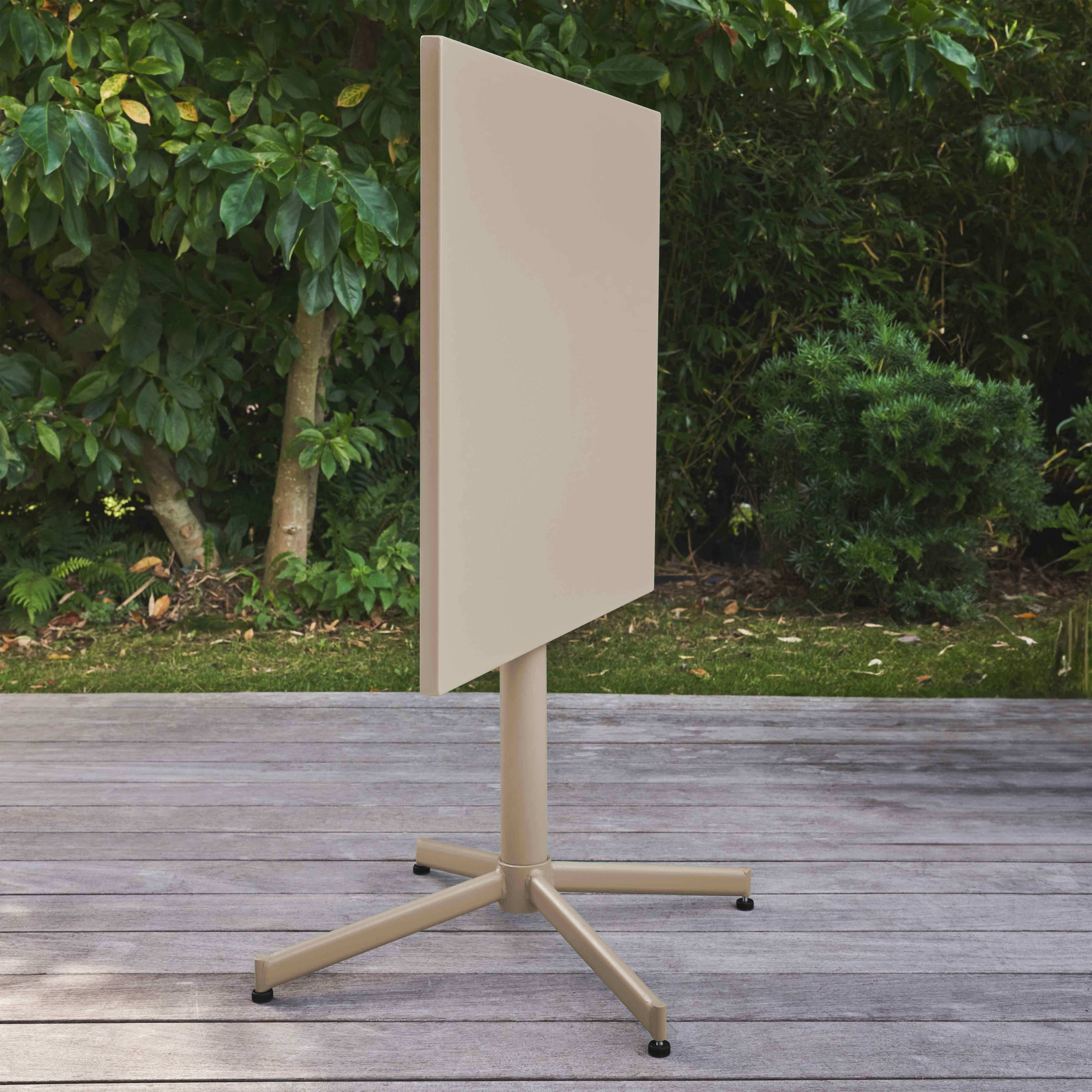 Oviala - Table de jardin carrée bistro inclinable en acier taupe Palavas - Oviala - Imagen 3