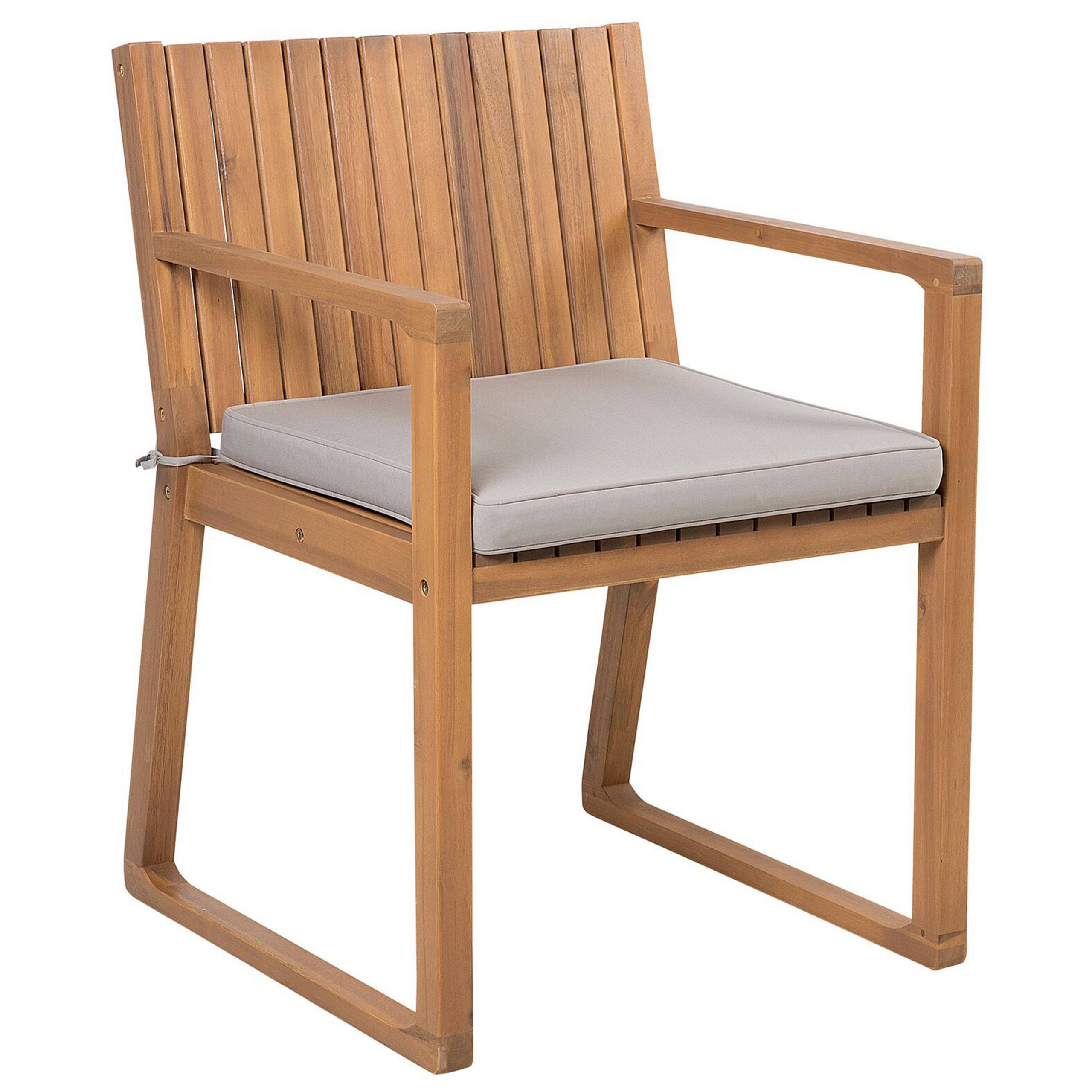 Beliani - Lot 8 Chaises de Jardin ou Terrasse en Bois d'Acacia Résistant avec Coussins Gris Beiges Matières Durables Confort d'Assise Optimal Beliani - Imagen 4