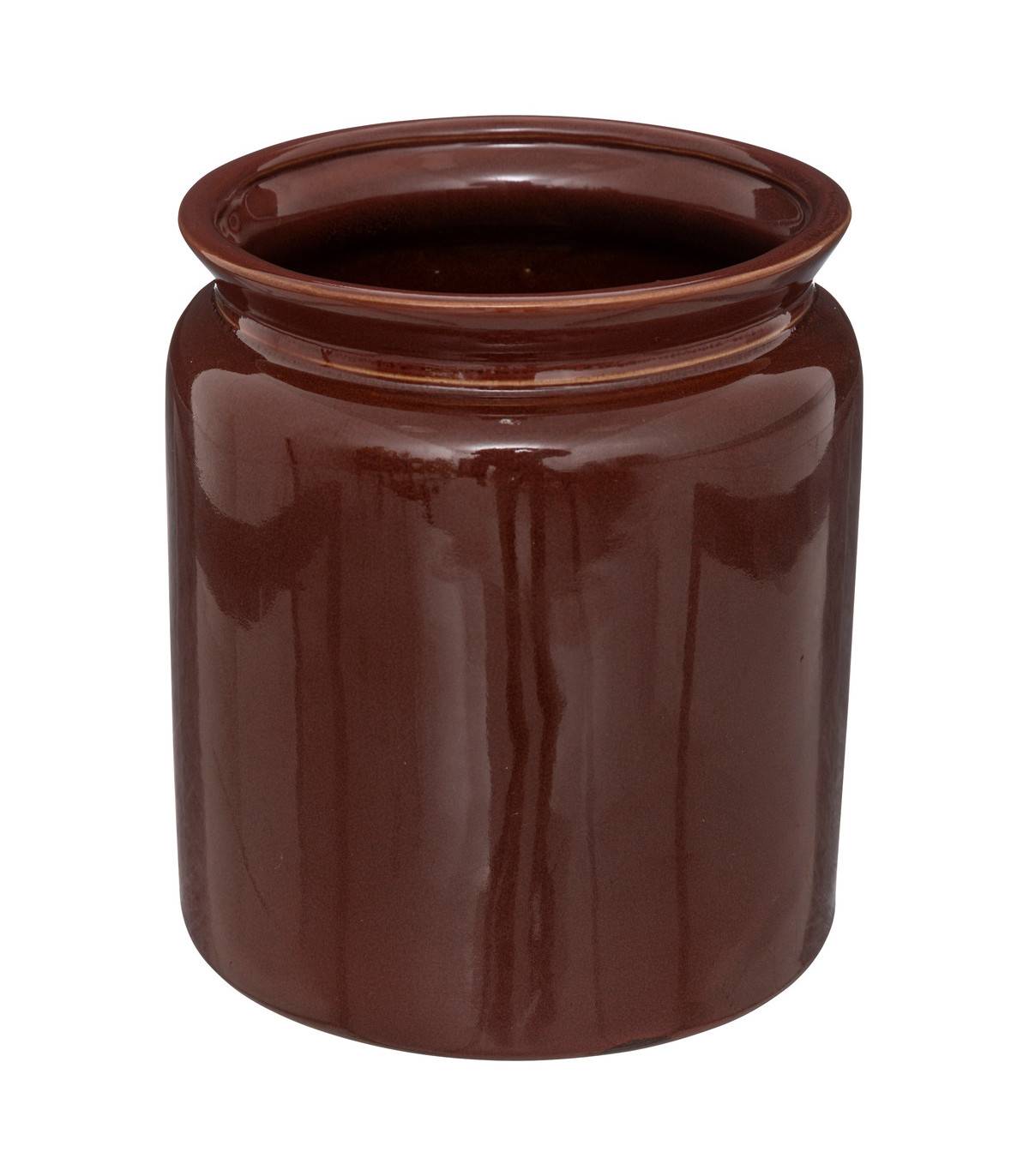Pot en Céramique émaillée Marron D 16,5 x H 18,5 cm