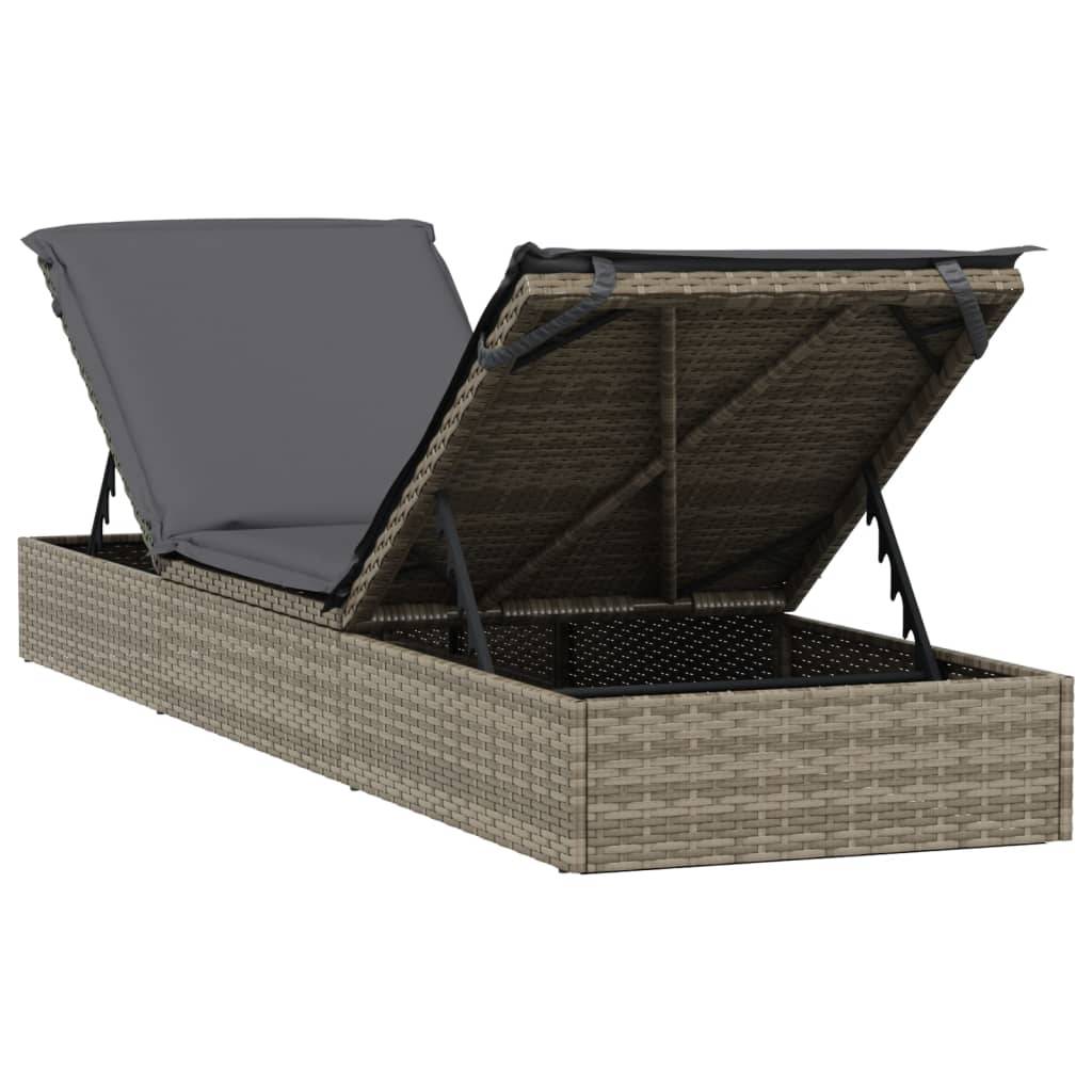 Helloshop26 - Transat chaise longue bain de soleil avec table résine tressée gris - Imagen 6