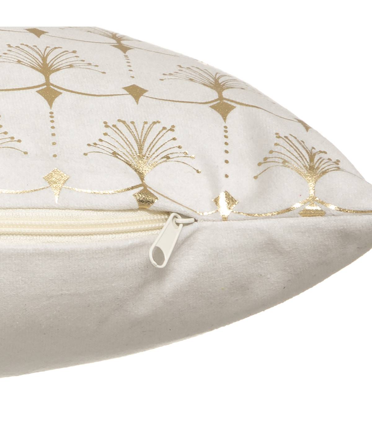 Coussin déhoussable velours Ivoire et Or 30 x 50 cm - Imagen 3