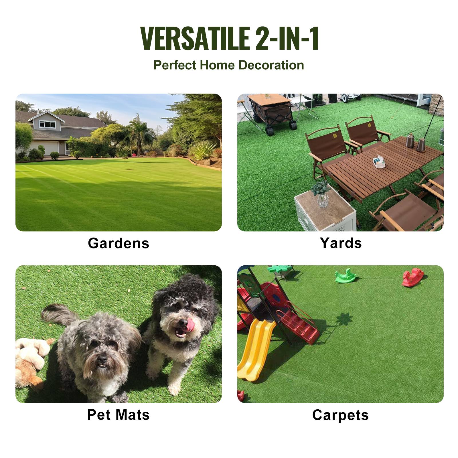 VEVOR Gazon artificiel 122x183cm, 35mm, drainage, facile nettoyage, jardin, chien, intérieur/extérieur. - Image 6