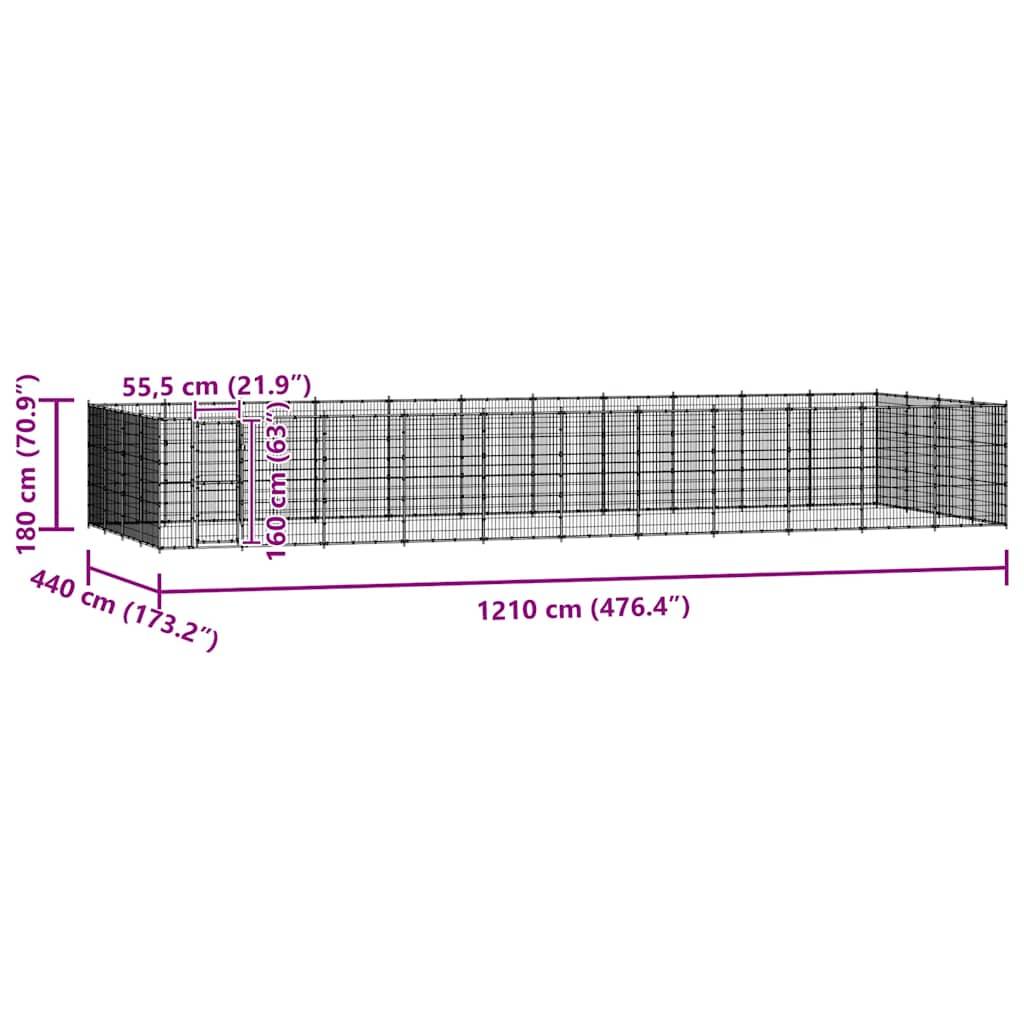 Vidaxl - Chenil d'extérieur pour chiens Acier 53,24 m² vidaXL 3082317 - Imagen 3