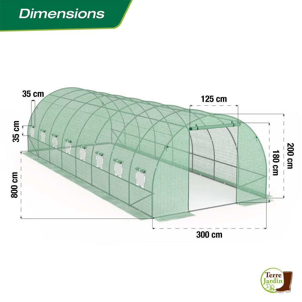 Serre tunnel de jardin - 24 m² en polyéthylène Renforcée - TERRE JARDIN - Image 3
