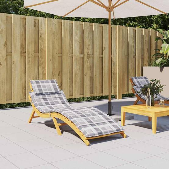 PANGIVO - Coussin de chaise longue tissu oxford gris à carreaux 186 x 58 x 4 cm - PANGIVO - Image 1
