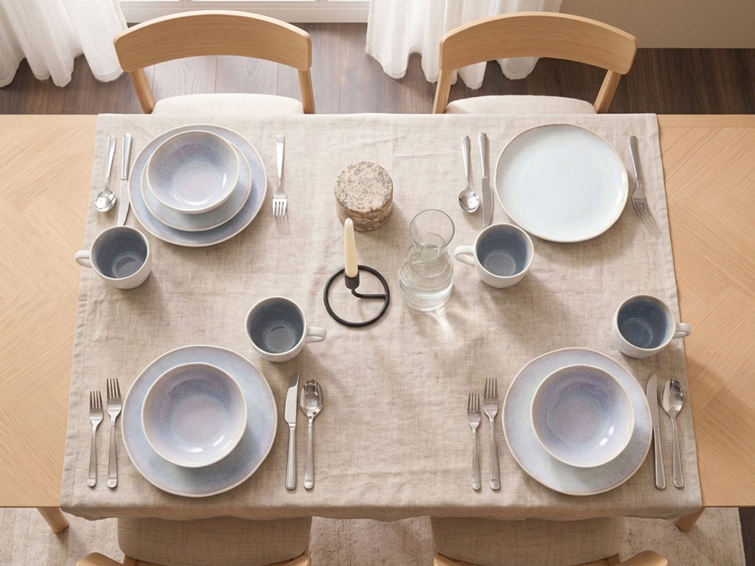 Beliani - Assiettes et bols Grès Gris clair SESAME - 18x18x6- Beliani - Image 1