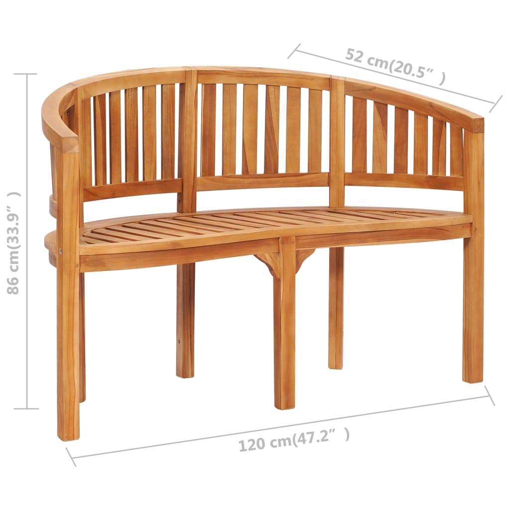 Maison Chic - Banc de jardin - Banc d'extérieur - Banquette en forme de banane 120 cm Teck solide - Imagen 7