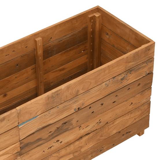 Lit surélevé Jardinière - 150x40x55 cm bois de teck recyclé et acier MP528 - Image 5