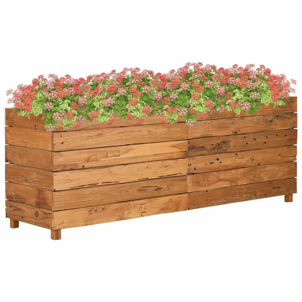 Lit surélevé Jardinière - 150x40x55 cm bois de teck recyclé et acier MP528 - Image 2