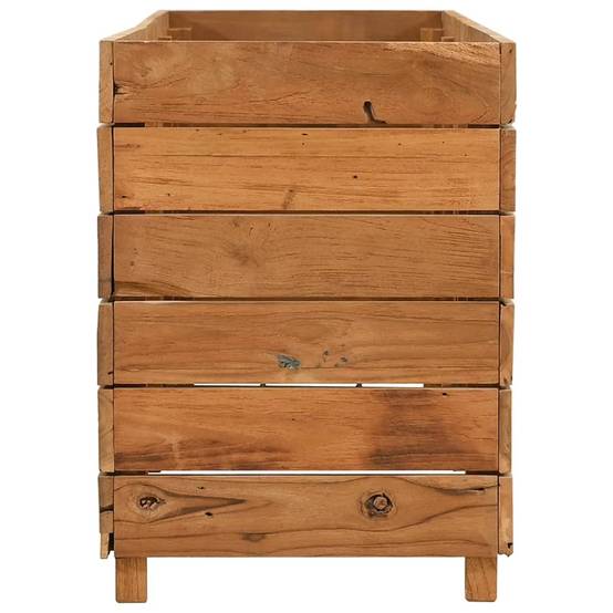 Lit surélevé Jardinière - 150x40x55 cm bois de teck recyclé et acier MP528 - Image 4