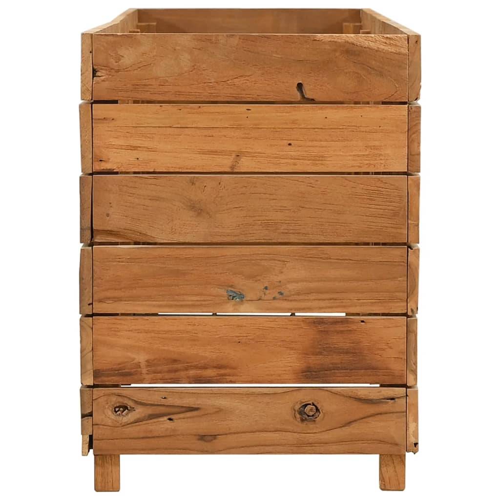 Lit surélevé Jardinière - 150x40x55 cm bois de teck recyclé et acier MP528 - Image 4