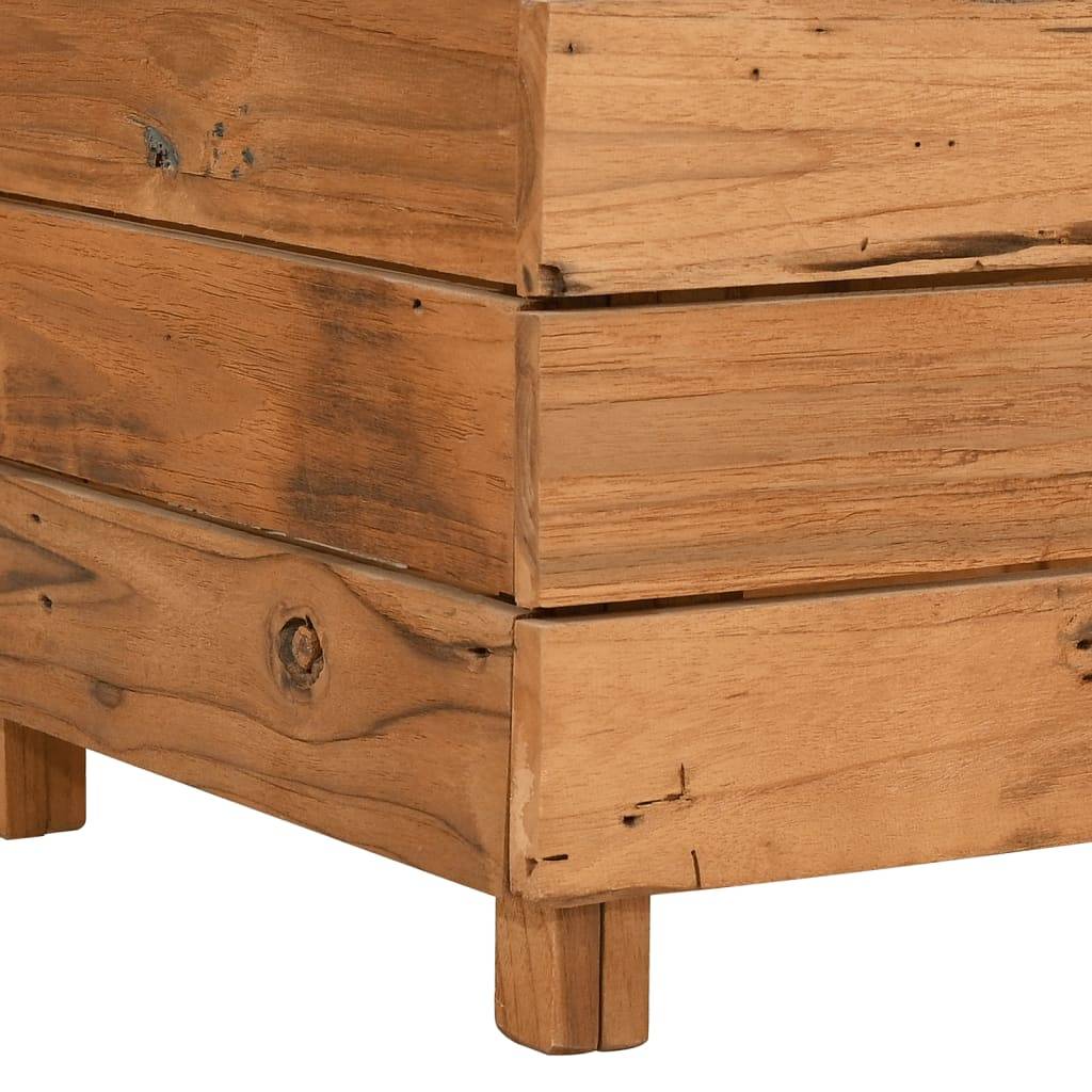 Lit surélevé Jardinière - 150x40x55 cm bois de teck recyclé et acier MP528 - Image 6