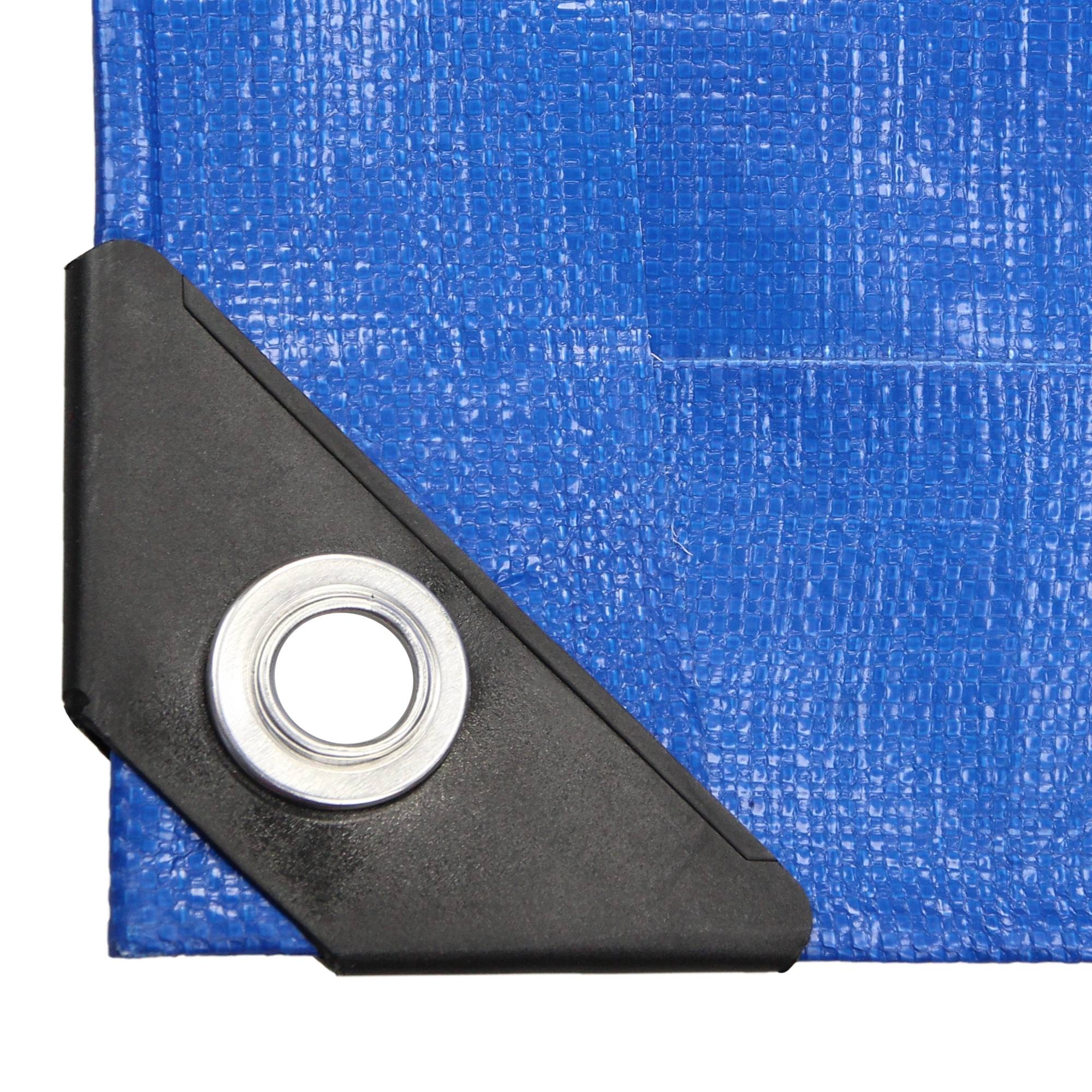 Ecd-Germany - Bâche de Protection Imperméable à l'Eau avec Oeillets - 6x8 m 48m² 260 g/m² - Polyéthylène PE Bleu- Résistant à la Moisissure - Imagen 3