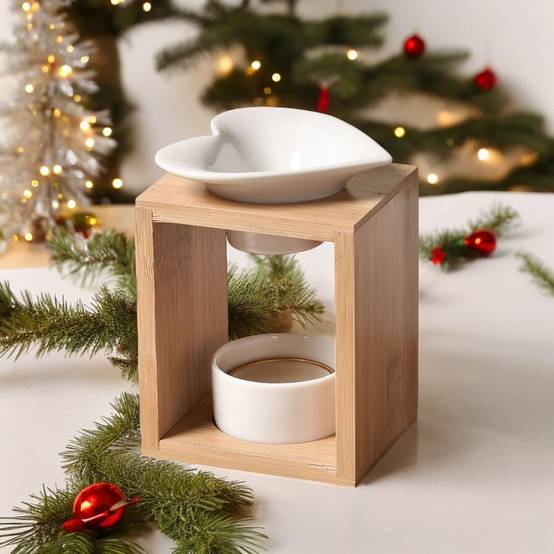 Brûle Parfum Arum - Brûleur Fondant Parfumé – Diffuseur Huile Essentielle – Brûleur en céramique et bambou - Haut: 12 cm - Zen'Arôme - Image 7