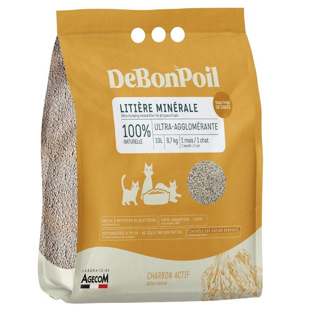Litière DeBonPoil Chat Charbon 10L – Agglomérante Anti-Odeur 10 l - Image 1