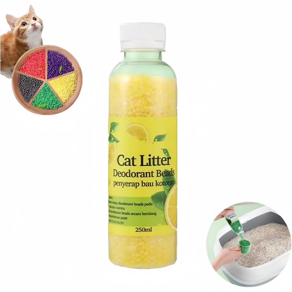 Déodorant-Perles désodorisantes pour litière chat - Charbon actif et parfum citron - Living123