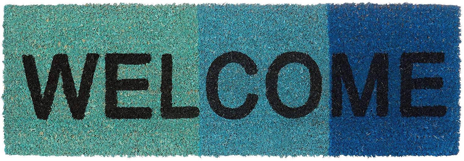 Helloshop26 - Paillasson tapis de sol porte d’entrée essuie-pieds fibres de coco tapis de sol bleu - Imagen 1