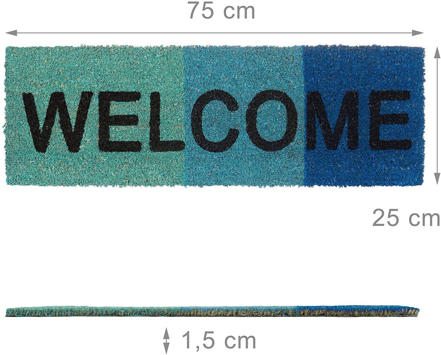 Helloshop26 - Paillasson tapis de sol porte d’entrée essuie-pieds fibres de coco tapis de sol bleu - Imagen 2