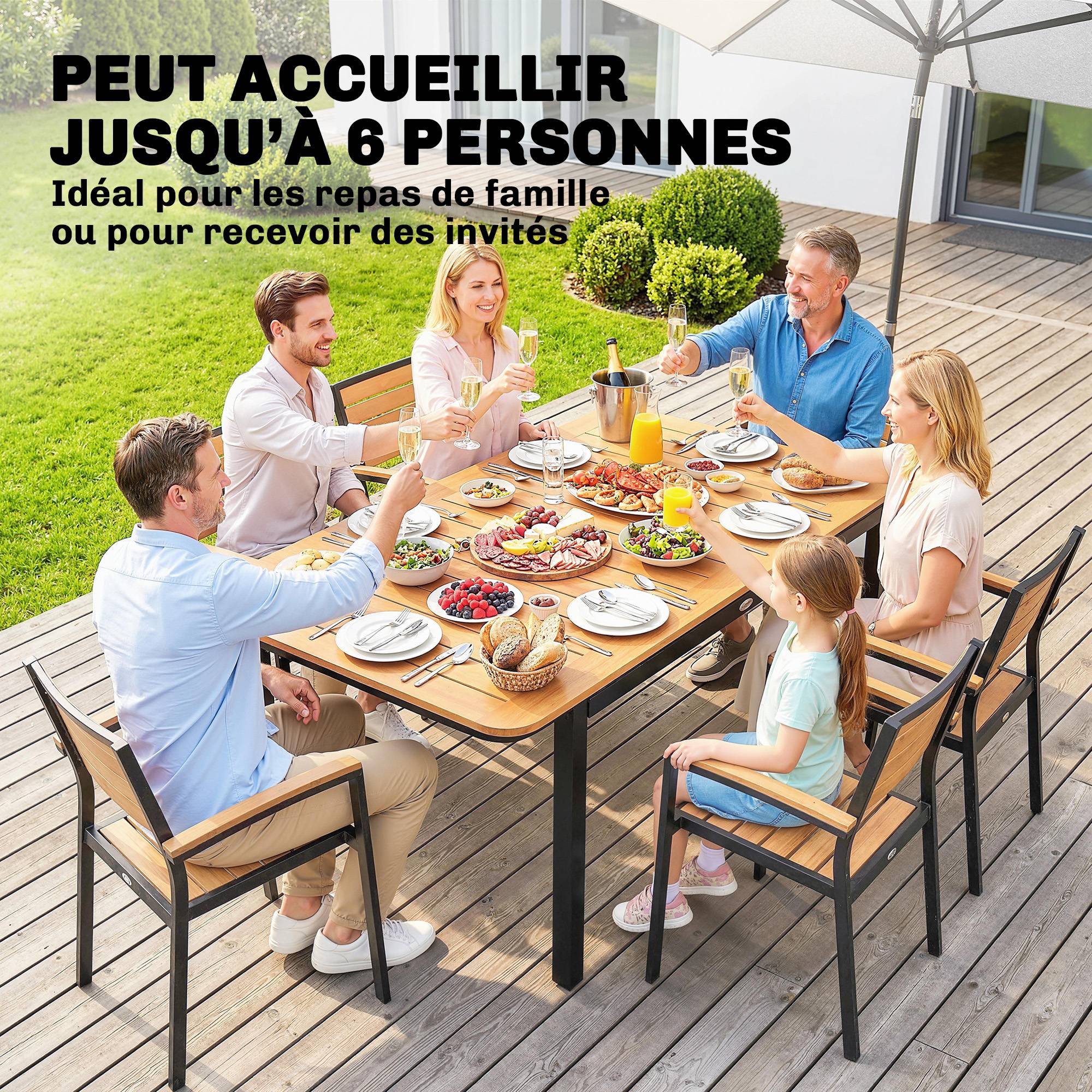 Table de jardin bois composite marron 127 x 70 x 75 cm - PANGIVO - Image 6