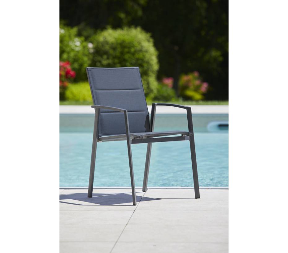 Ensemble table et chaises de jardin 8 places Chêne doré et Nuit Anthracite JULINEA - Imagen 3