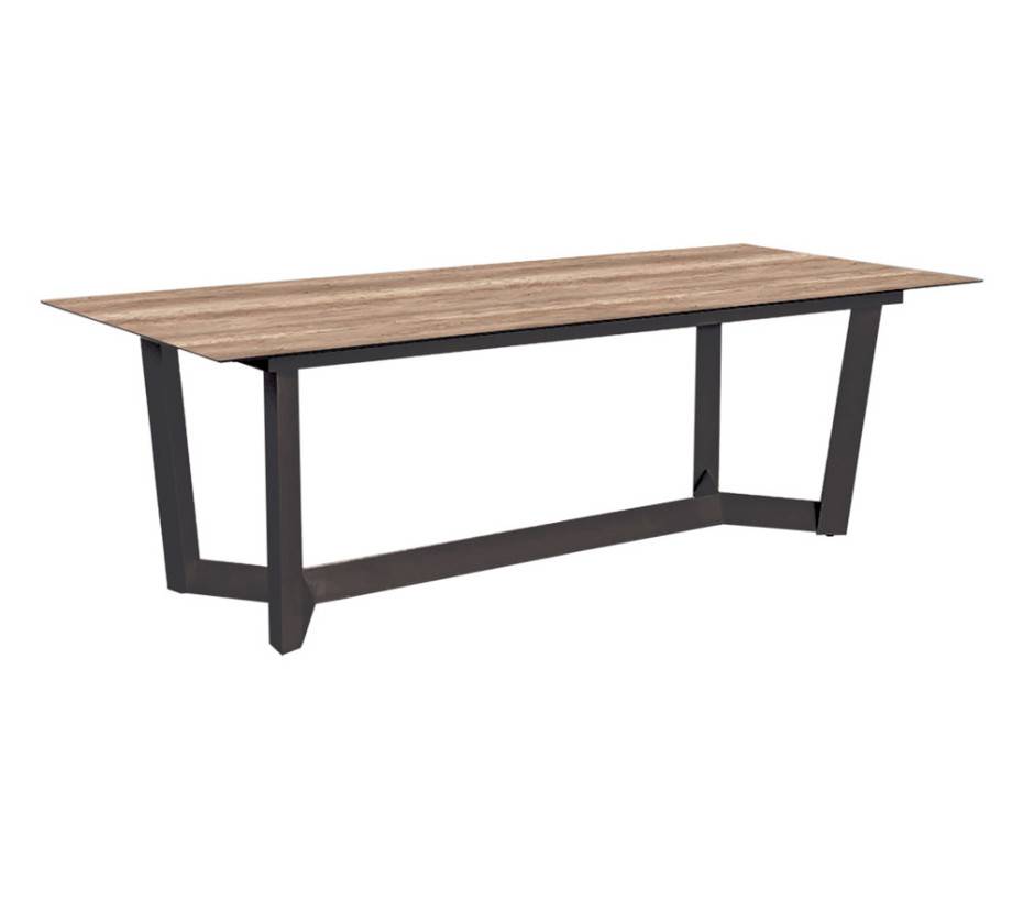 Ensemble table et chaises de jardin 8 places Chêne doré et Nuit Anthracite JULINEA - Imagen 2