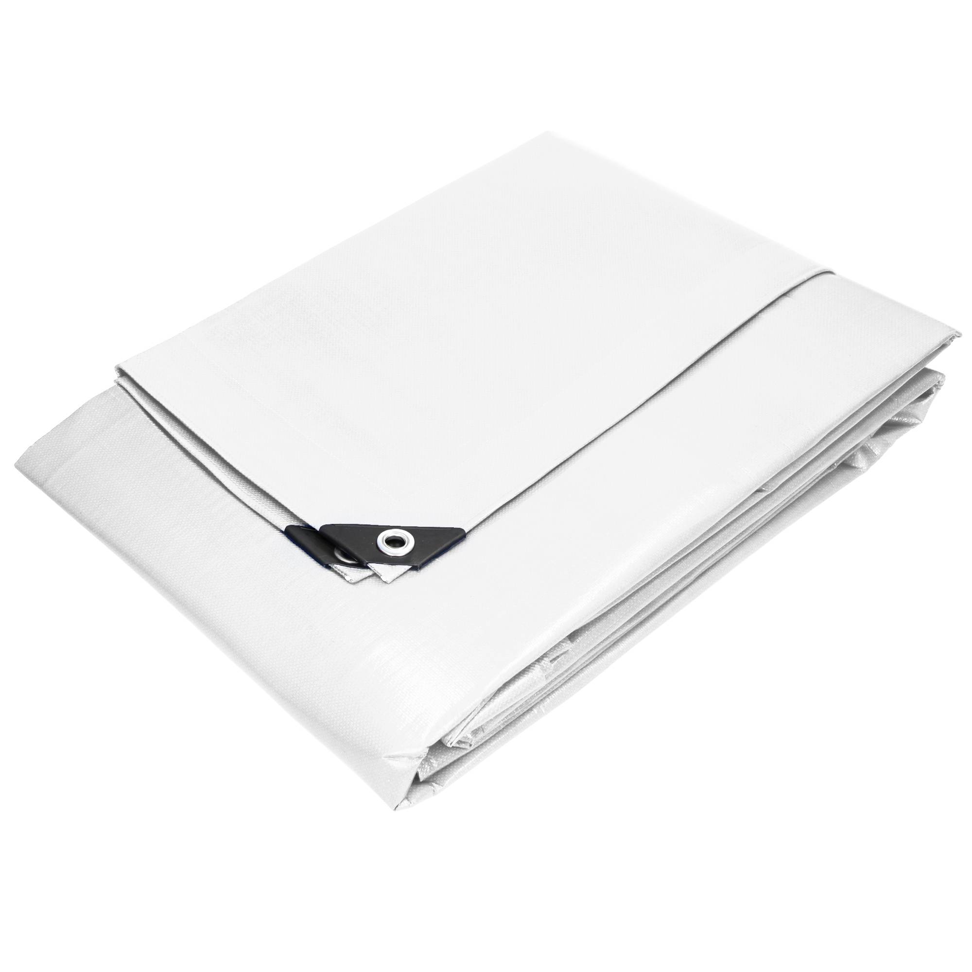 Ecd-Germany - Bâche de Protection Imperméable à l'Eau avec Oeillets - 4 x 6 m 24m² 260g/m² - Polyéthylène PE Blanc - Résistant à la Moisissure - Imagen 1