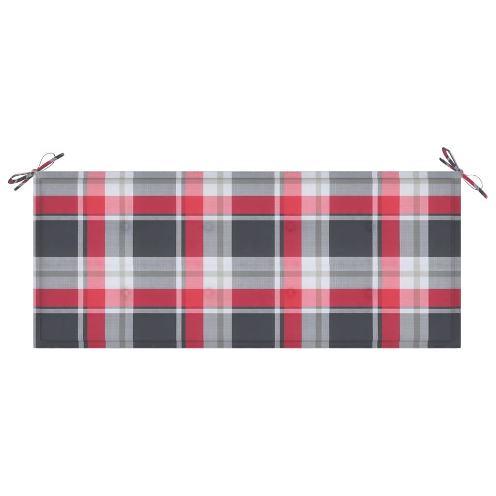 ComfortXL - Banc de Jardin Teck Massif Extérieur Empilable Carreaux Rouges 128cm - ComfortXL Outdoor Living - Image 5