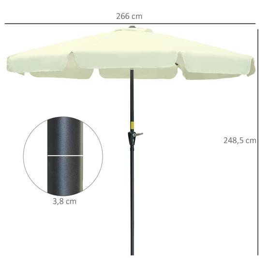 Parasol de jardin extérieur parasol inclinable rond Ø2,7 m avec manivelle - Polyester Beige fr257 - Image 5