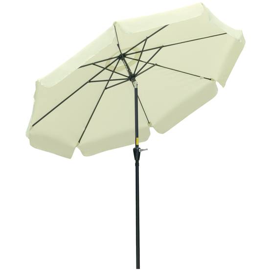 Parasol de jardin extérieur parasol inclinable rond Ø2,7 m avec manivelle - Polyester Beige fr257 - Image 1