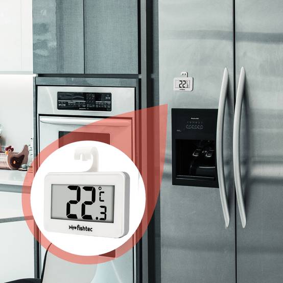 Fishtec - Lot de 2 thermomètres digitaux frigo et congélateur FISHTEC, écran LCD grand affichage, lecture °C, fixation magnétique, support ou crochet - Image 6