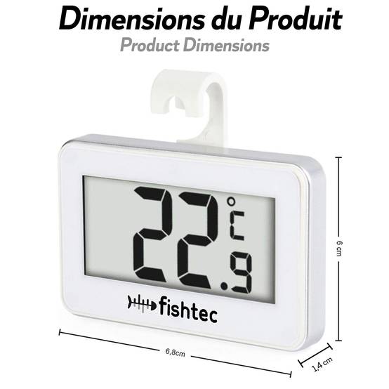 Fishtec - Lot de 2 thermomètres digitaux frigo et congélateur FISHTEC, écran LCD grand affichage, lecture °C, fixation magnétique, support ou crochet - Image 4