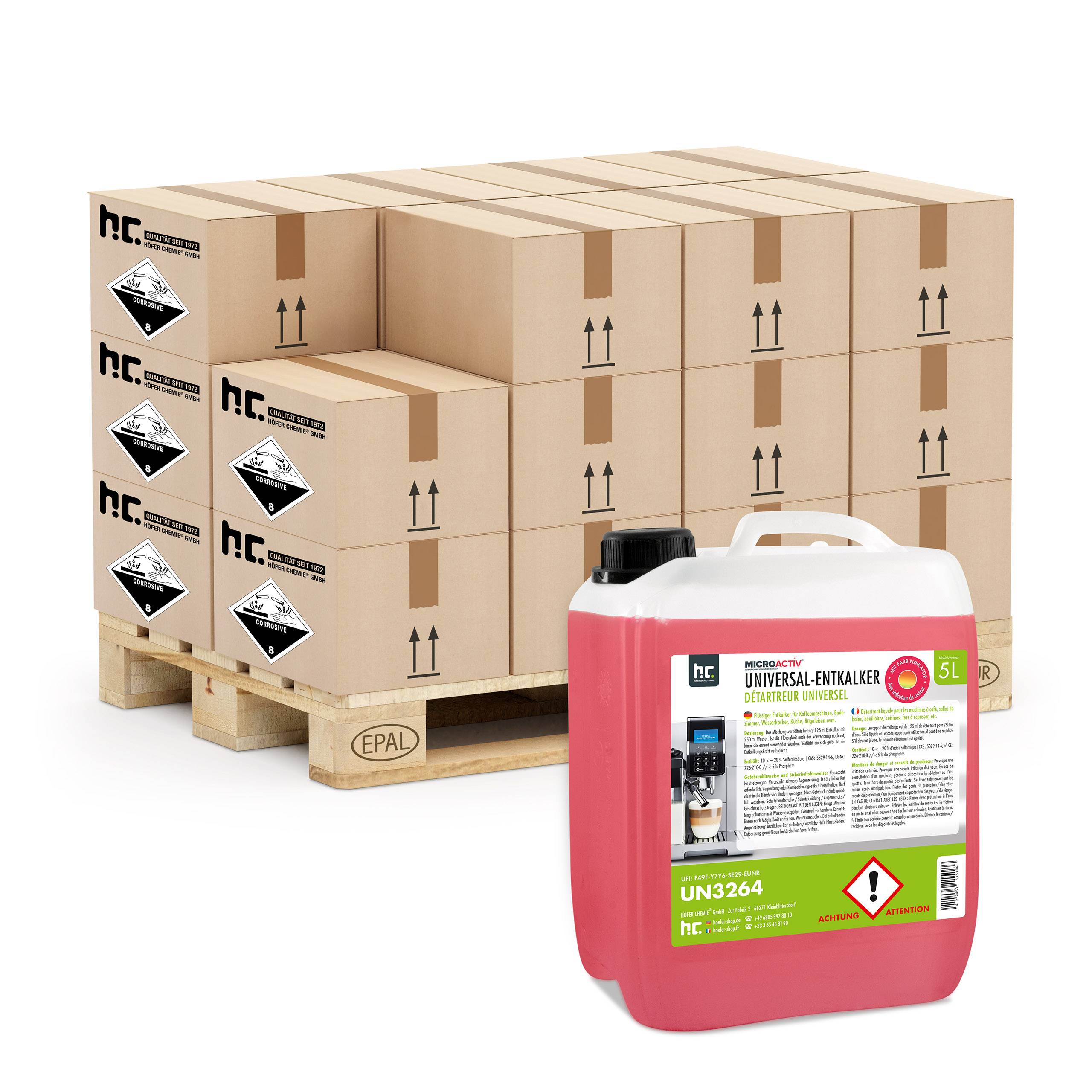 Détartrant universel Microactiv® avec indicateur de couleur pour machines à café entièrement automatiques en bidon de 5 L x 96 - Image 1