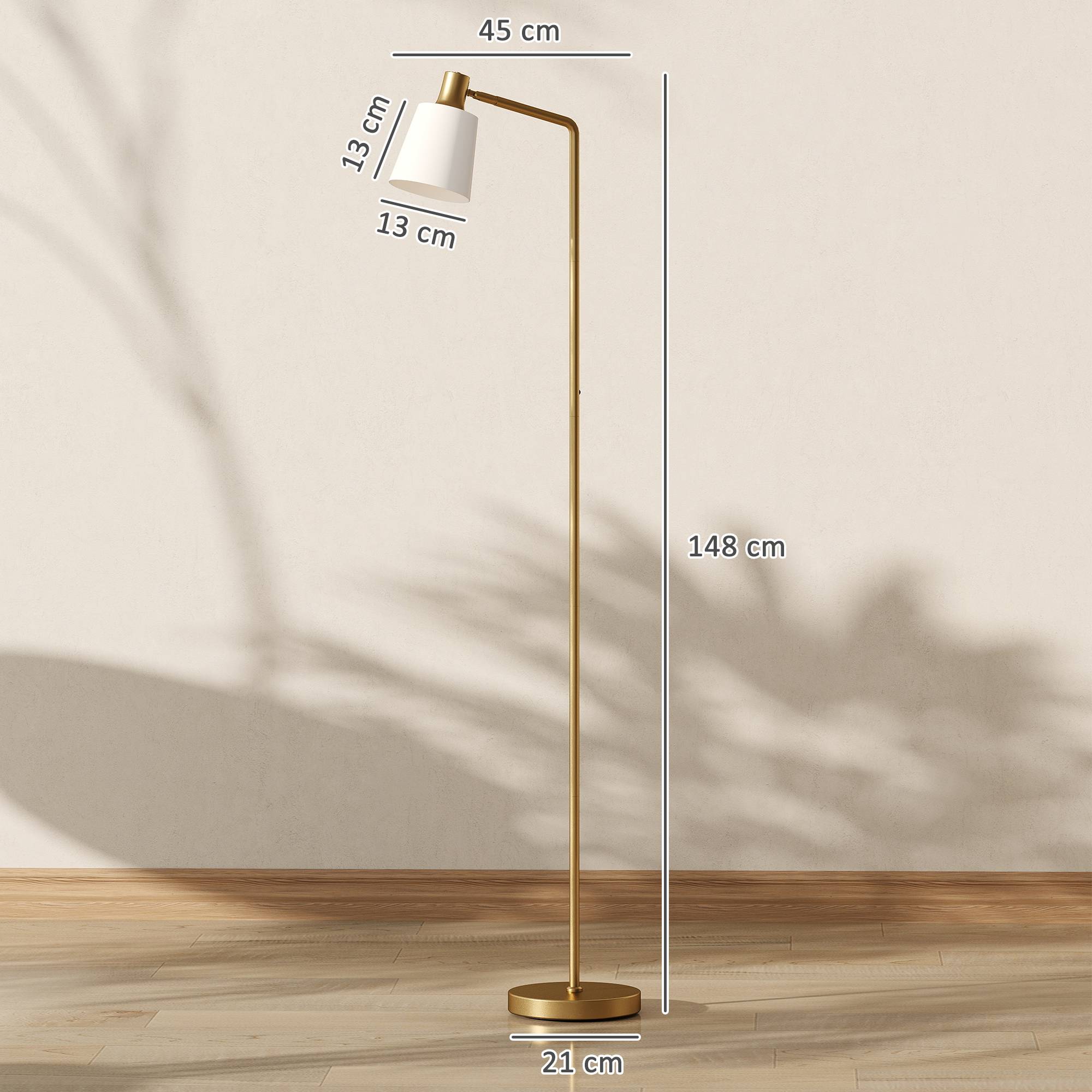 Lampadaire LED blanc et or intensité réglable 3000K–6500K abat-jour pivotant douille E27 - Image 5
