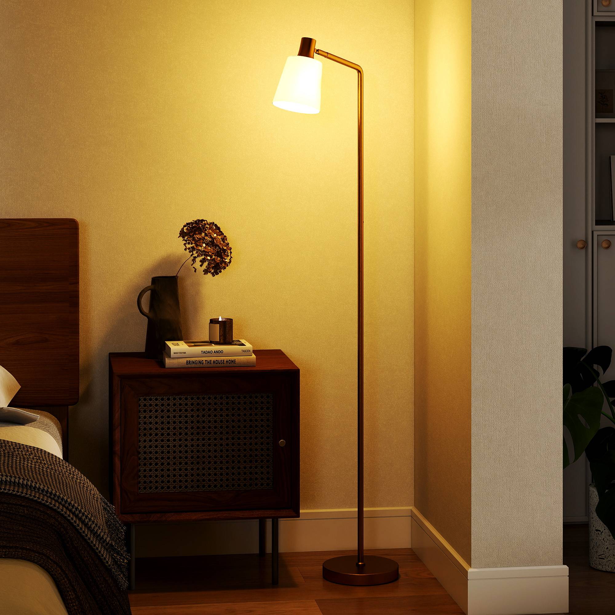 Lampadaire LED blanc et or intensité réglable 3000K–6500K abat-jour pivotant douille E27 - Image 3
