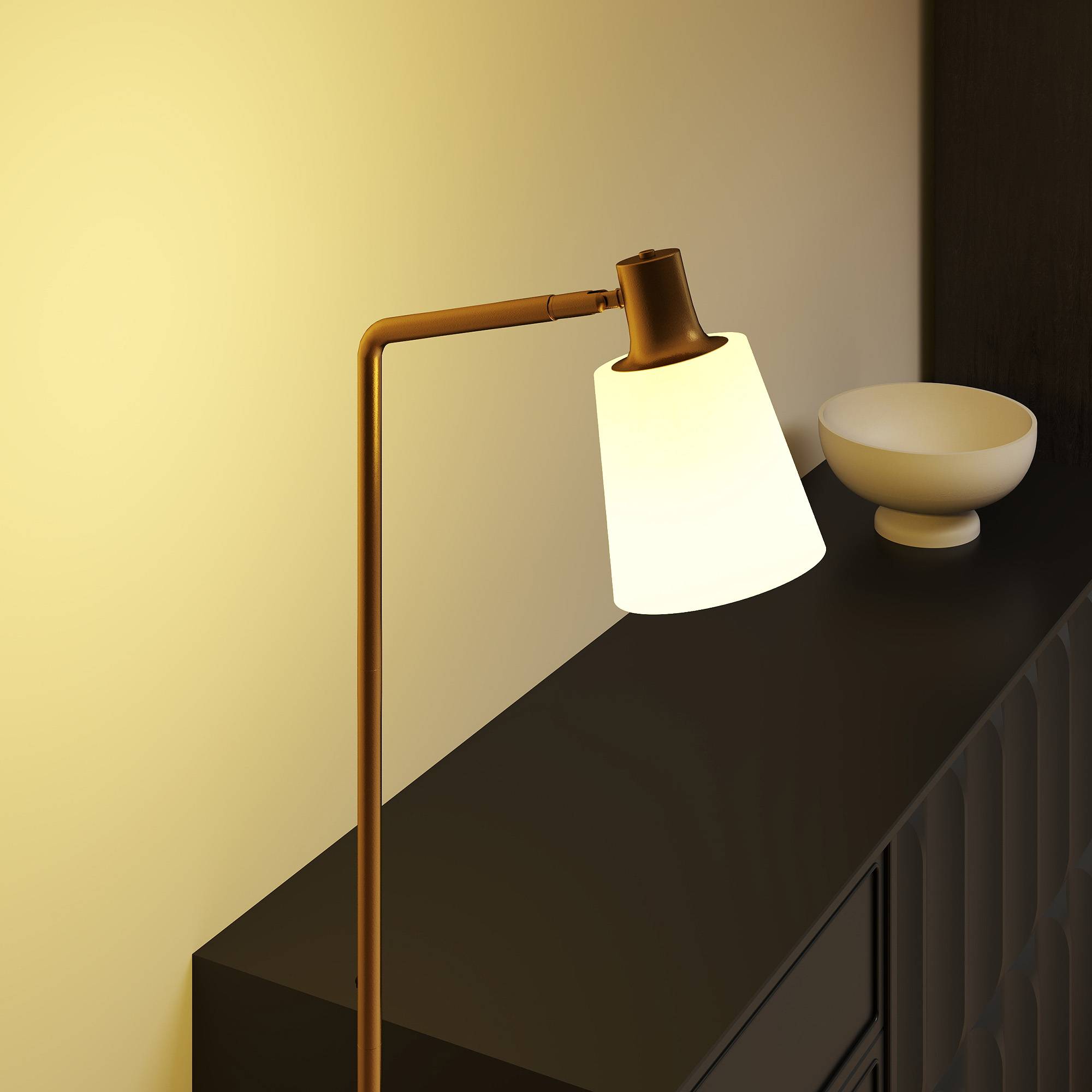 Lampadaire LED blanc et or intensité réglable 3000K–6500K abat-jour pivotant douille E27 - Image 9