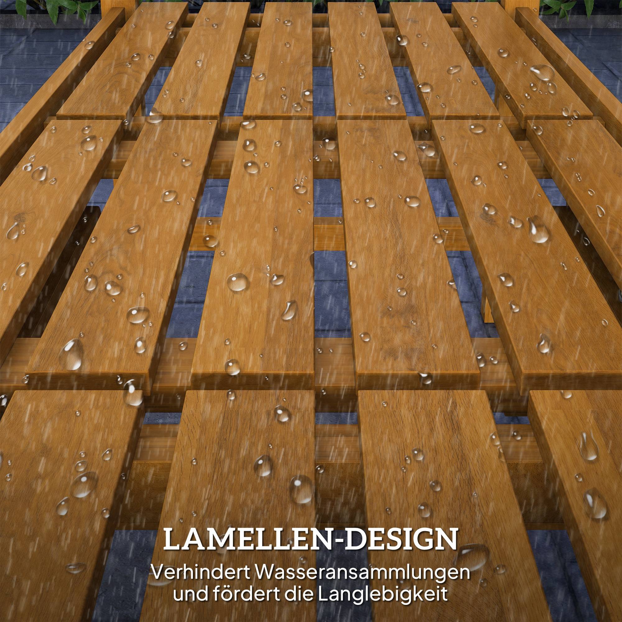 Banc de jardin 2 places en bois, résistant aux intempéries, avec dossier et accoudoirs, charge maximale 320 kg, 149 x 56,5 x 89 cm, teck - Image 8