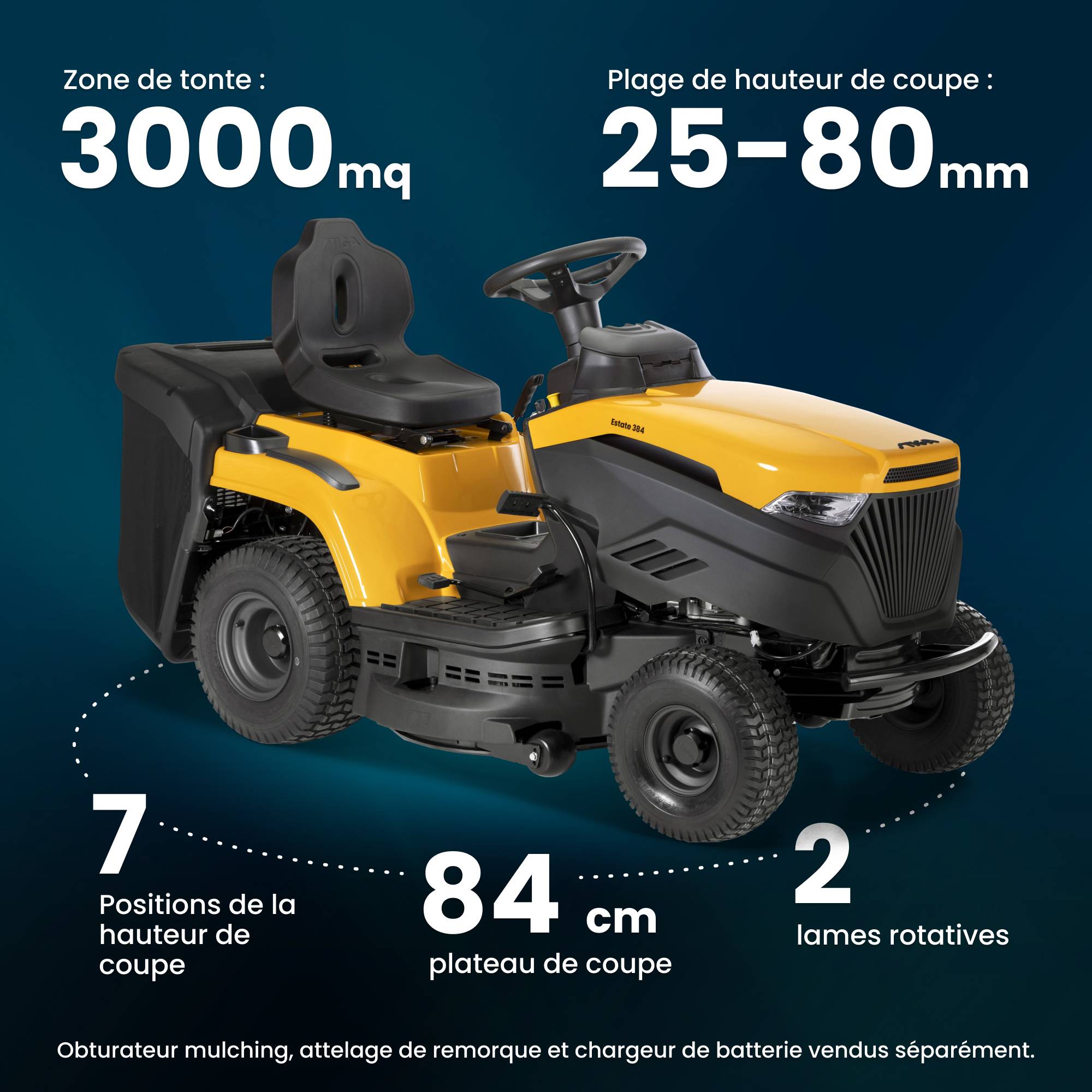 Stiga - Tondeuse Estate 384 a, 414cc, collecteur 200L, kit mulching - STIGA - Image 7