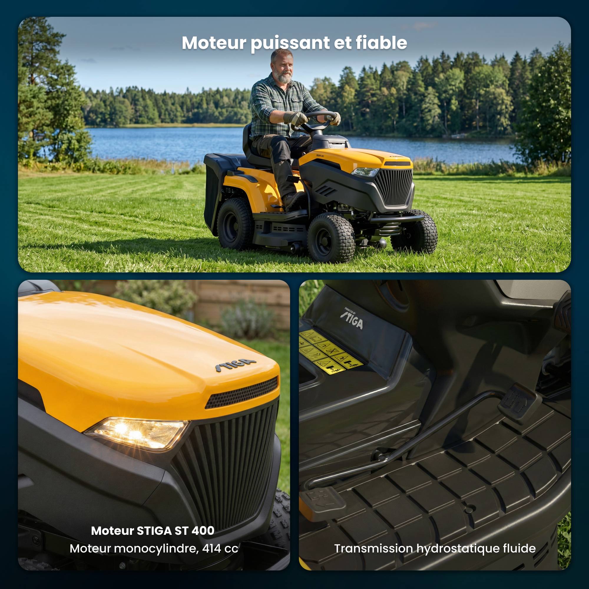 Stiga - Tondeuse Estate 384 a, 414cc, collecteur 200L, kit mulching - STIGA - Image 4