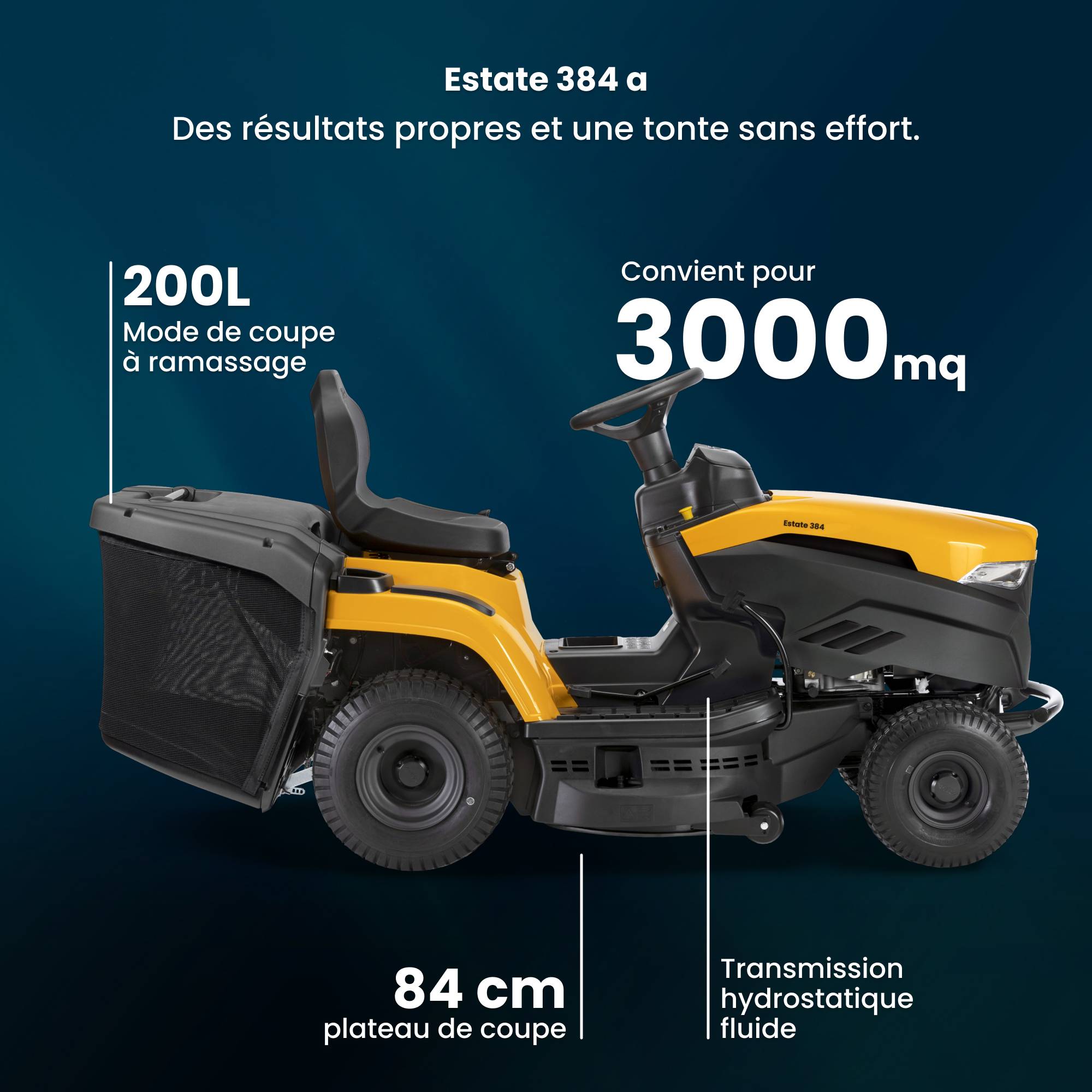 Stiga - Tondeuse Estate 384 a, 414cc, collecteur 200L, kit mulching - STIGA - Image 2