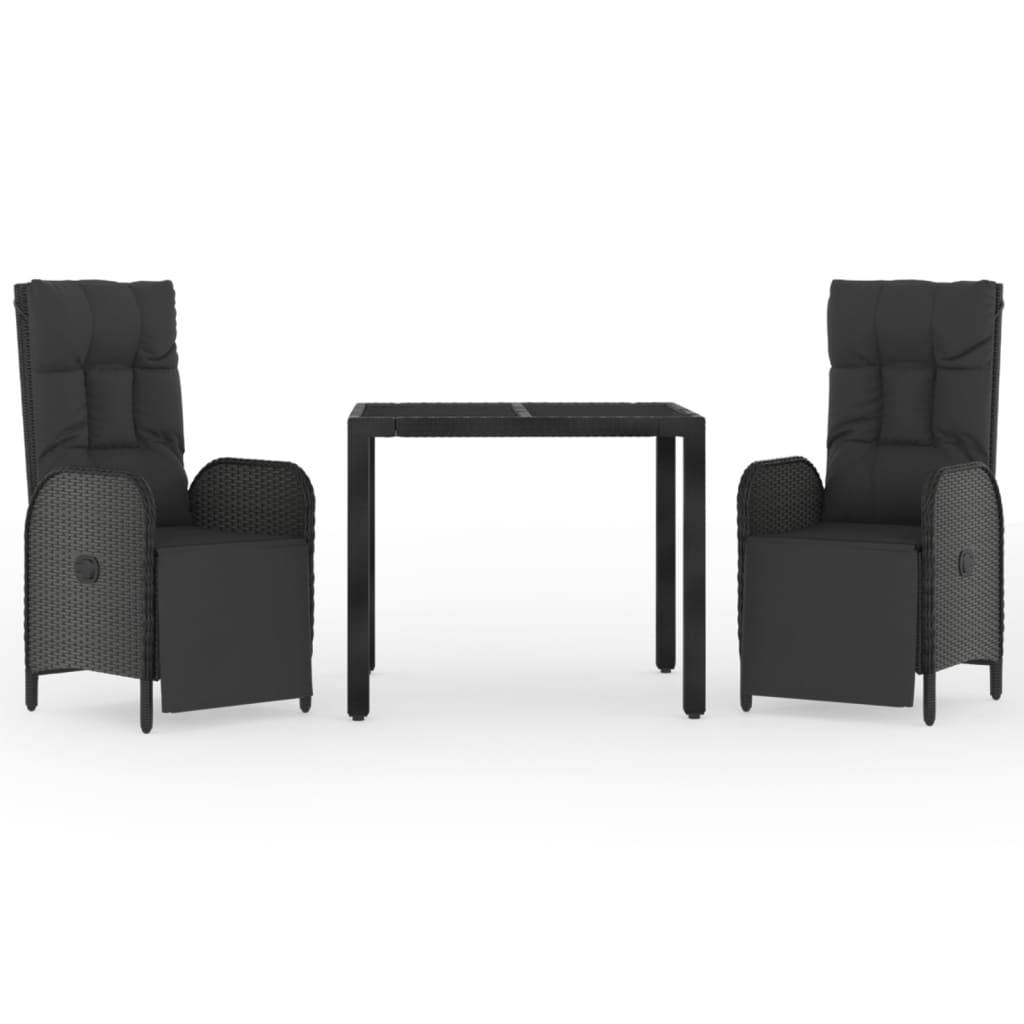 Vidaxl - Ensemble à manger de jardin avec coussins 3 pcs Noir vidaXL 3185059 - Image 2