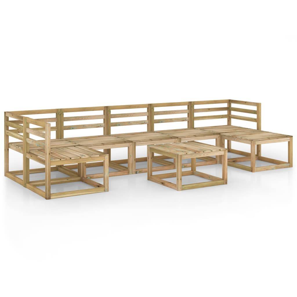 Helloshop26 - Salon de jardin meuble d'extérieur ensemble de mobilier 8 pièces bois de pin imprégné de vert - Imagen 1