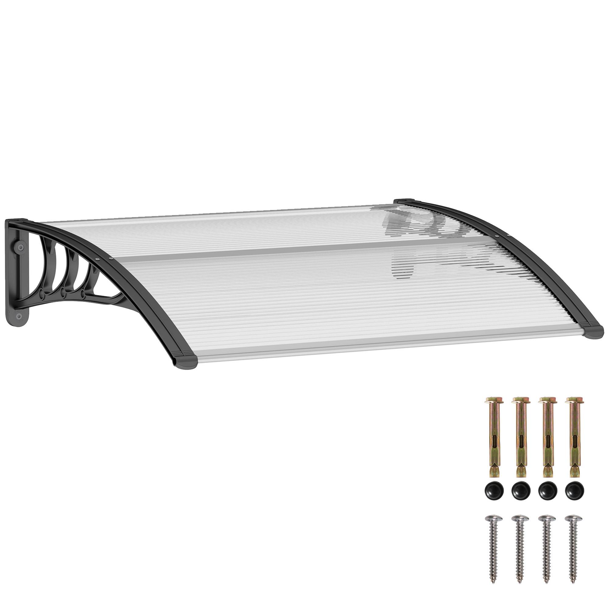 Auvent de porte 100 x 75 cm, auvent en appentis, polycarbonate, transparent - Image 2