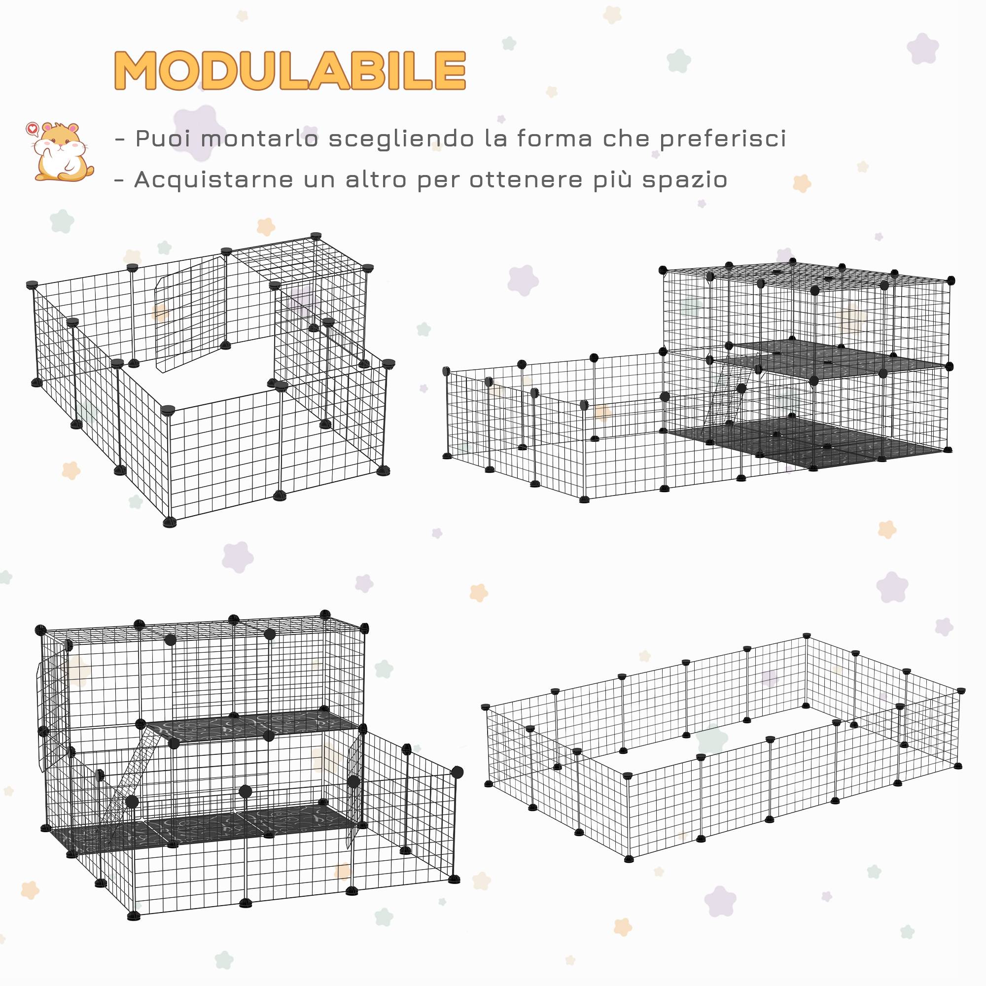 Enclos lapins métal résine pour cochons d'Inde parc avec échelle 175x105x70cm noir - ComfortXL Outdoor Living - Image 7