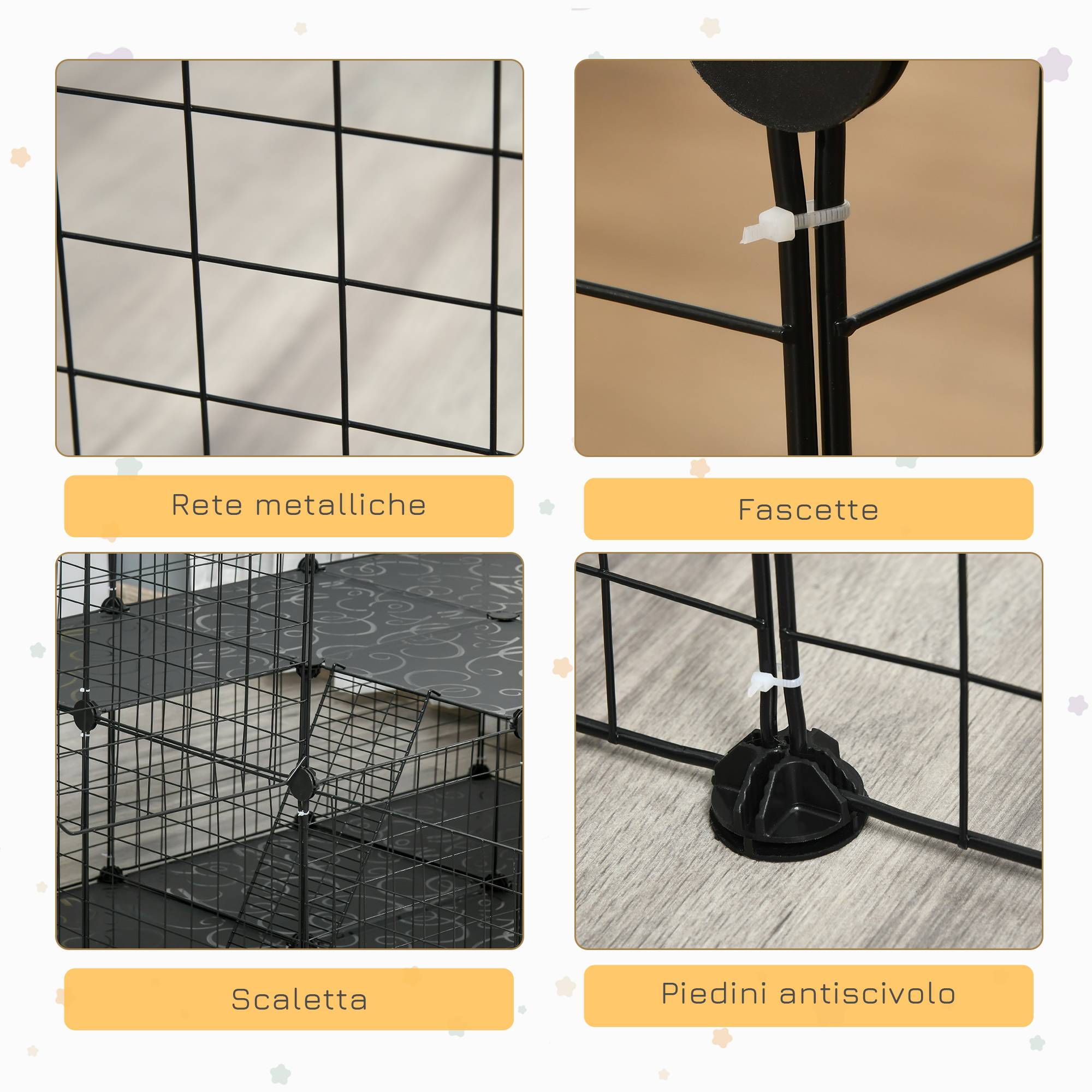 Enclos lapins métal résine pour cochons d'Inde parc avec échelle 175x105x70cm noir - ComfortXL Outdoor Living - Image 10